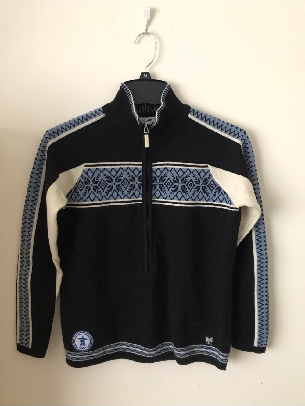 Dale of Norway Black & Light Blue Zip-Front Nordic Knit
